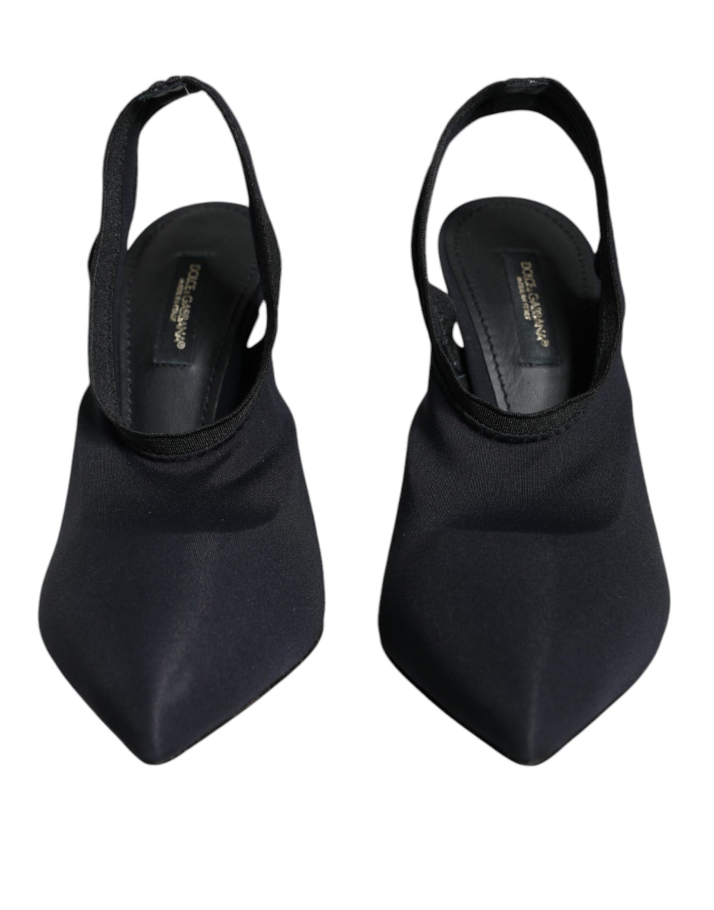 Dolce & Gabbana Black Jersey Stretch Heels Slingback Shoes Dolce & Gabbana
