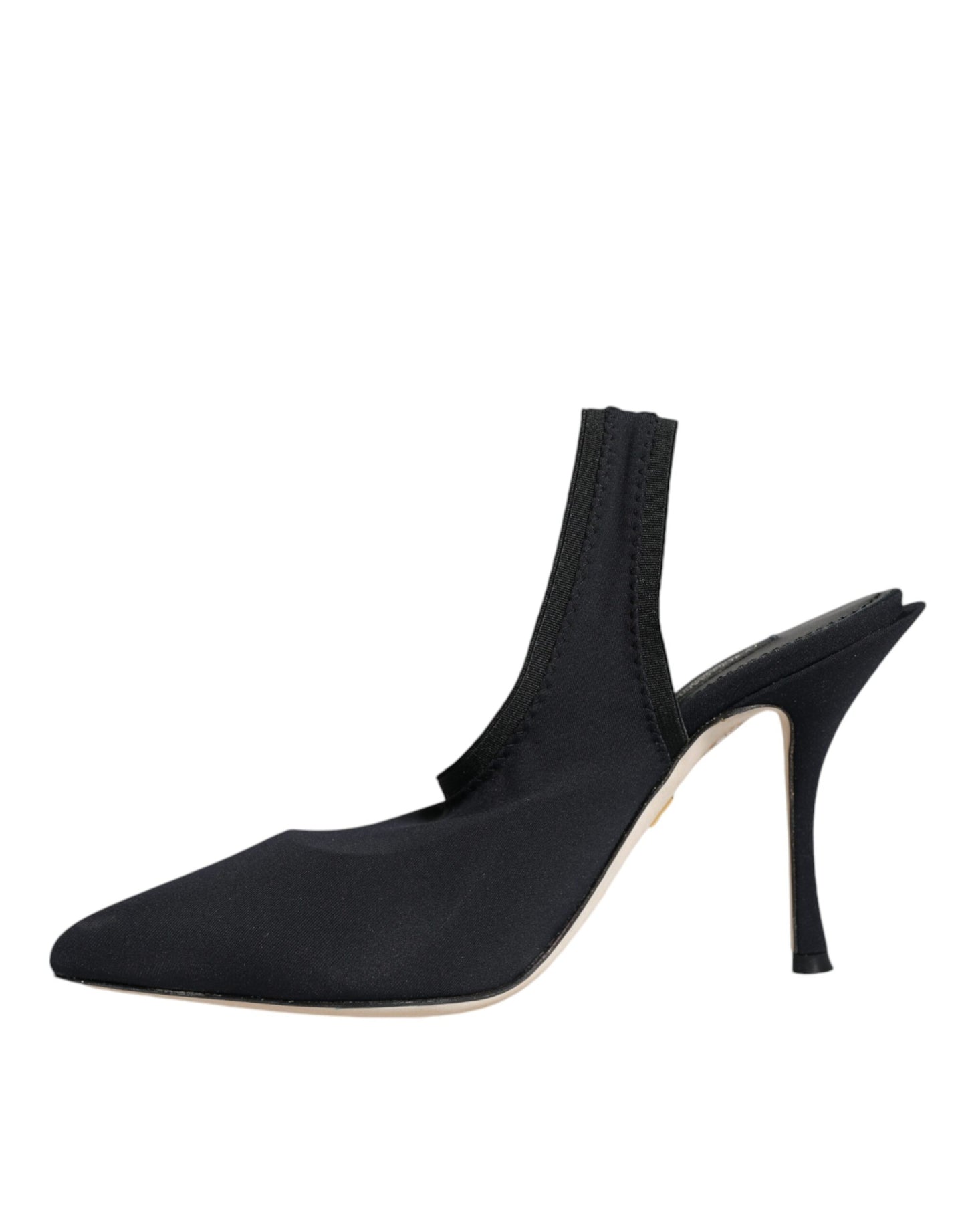 Dolce & Gabbana Black Jersey Stretch Heels Slingback Shoes Dolce & Gabbana