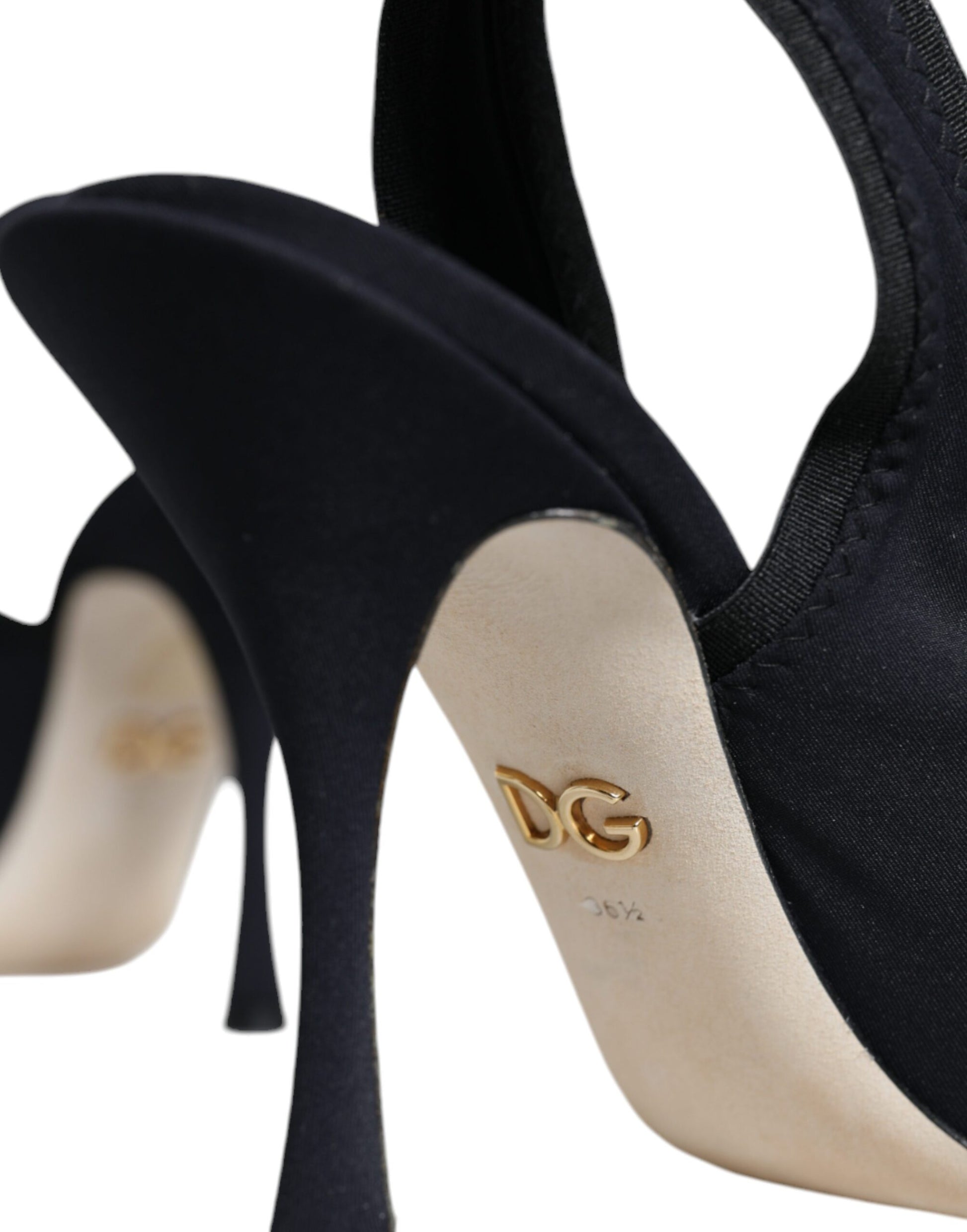 Dolce & Gabbana Black Jersey Stretch Heels Slingback Shoes Dolce & Gabbana