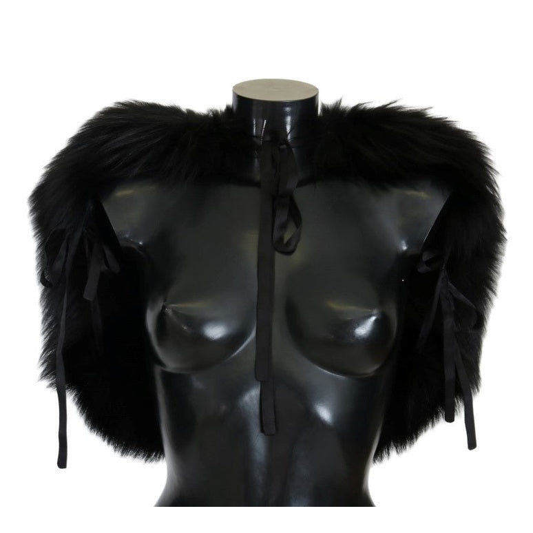 Dolce & Gabbana Black Silver Fox Fur Scarf
