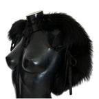 Dolce & Gabbana Black Silver Fox Fur Scarf