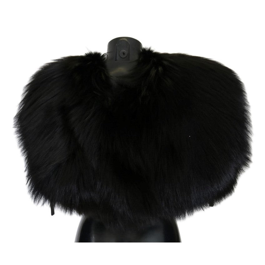 Dolce & Gabbana Black Silver Fox Fur Scarf