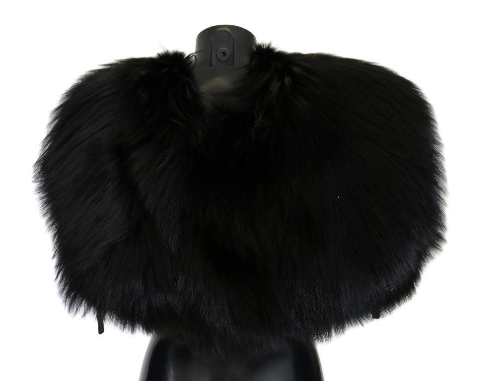 Dolce & Gabbana Black Silver Fox Fur Scarf Dolce & Gabbana