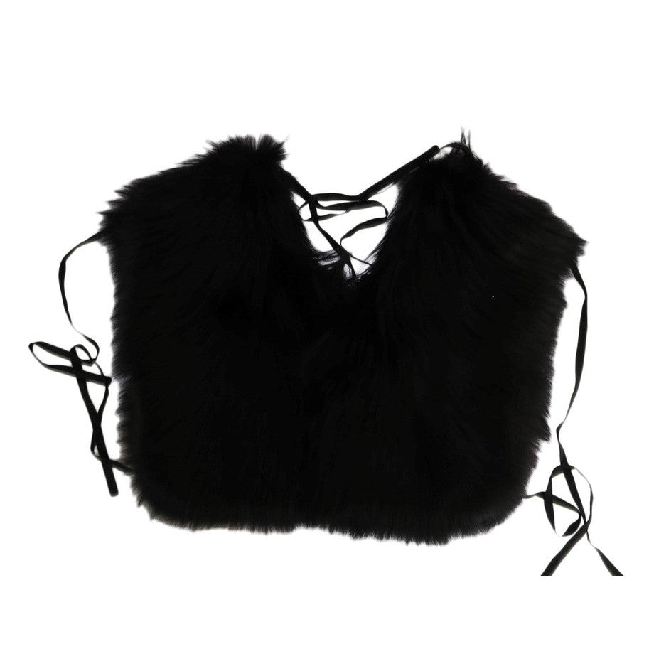 Dolce & Gabbana Black Silver Fox Fur Scarf