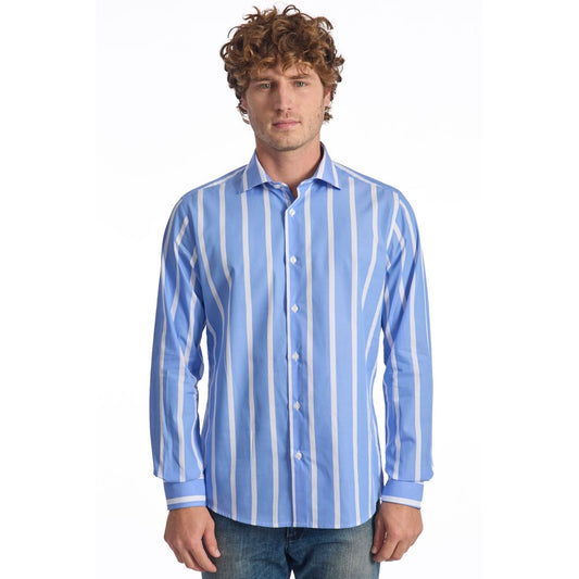 Baldinini Trend Light Blue Cotton Men Shirt Baldinini Trend