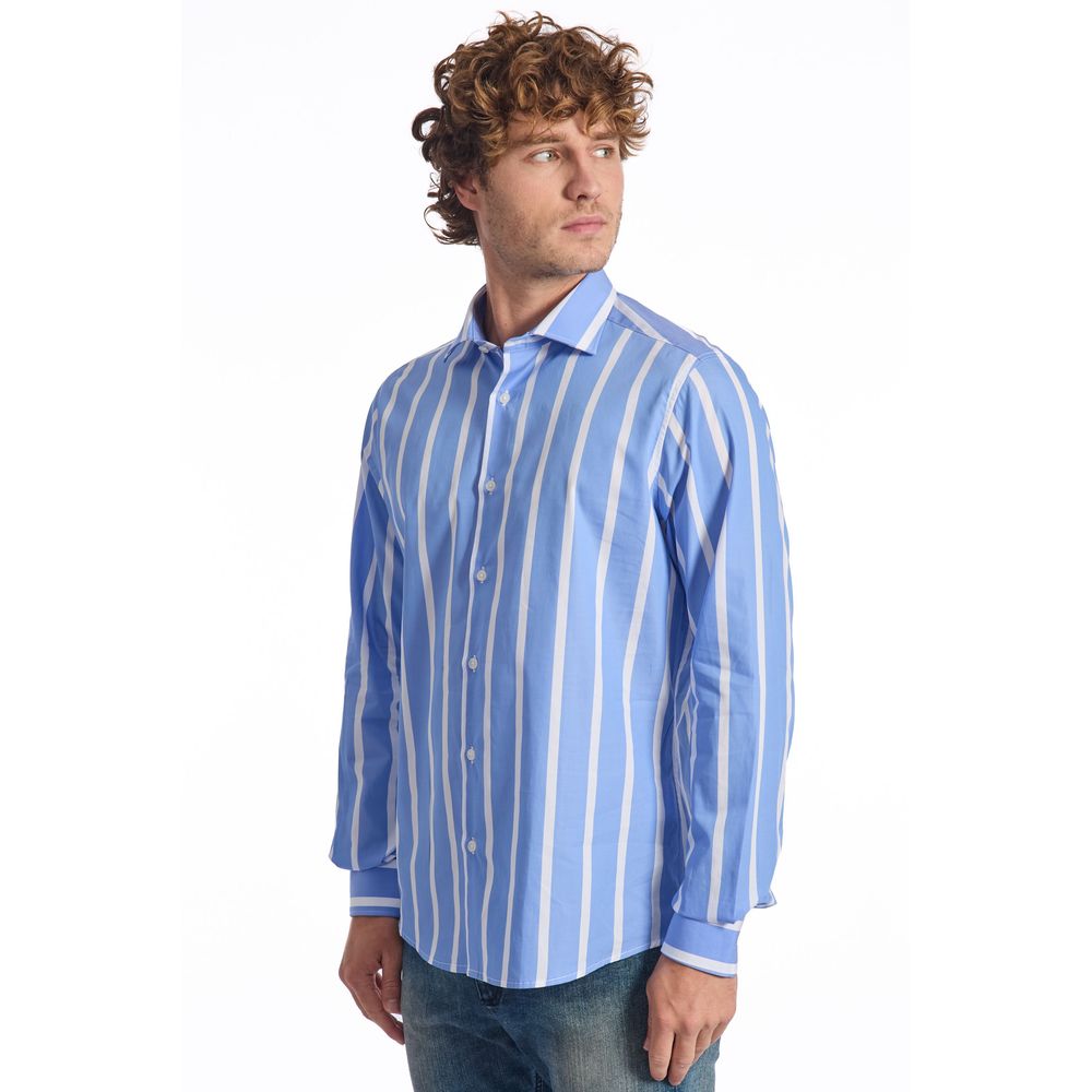 Baldinini Trend Light Blue Cotton Men Shirt Baldinini Trend