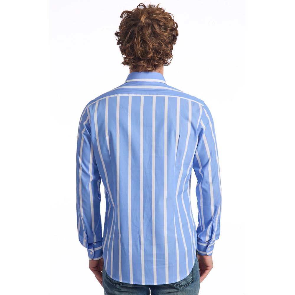 Baldinini Trend Light Blue Cotton Men Shirt Baldinini Trend