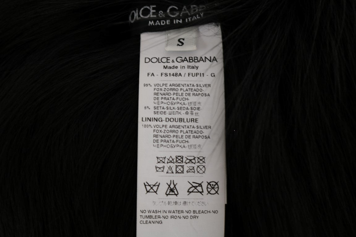 Dolce & Gabbana Black Silver Fox Fur Scarf Dolce & Gabbana