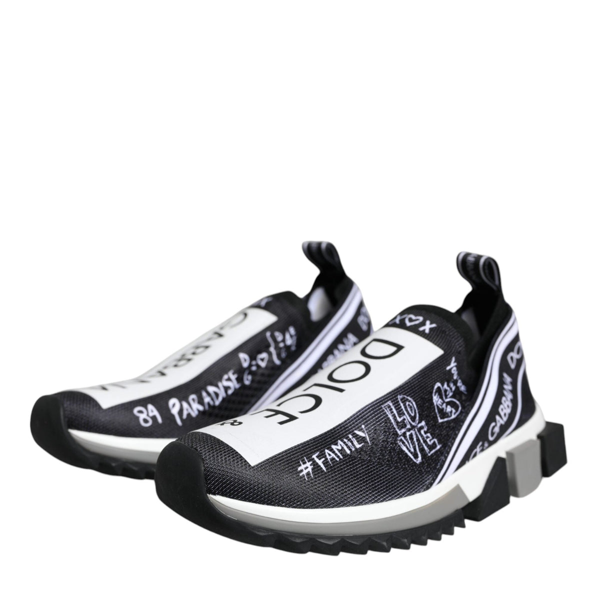 Dolce & Gabbana Black White Sorrento Low Top Sneakers Shoes