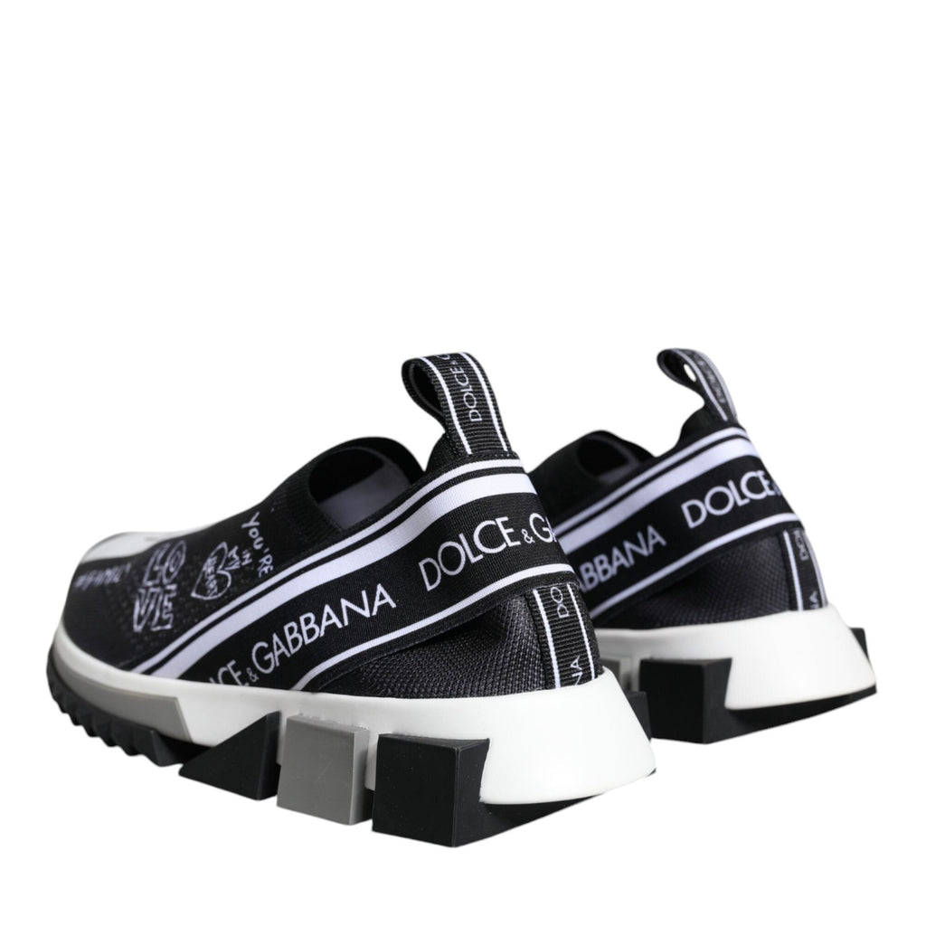 Dolce & Gabbana Black White Sorrento Low Top Sneakers Shoes