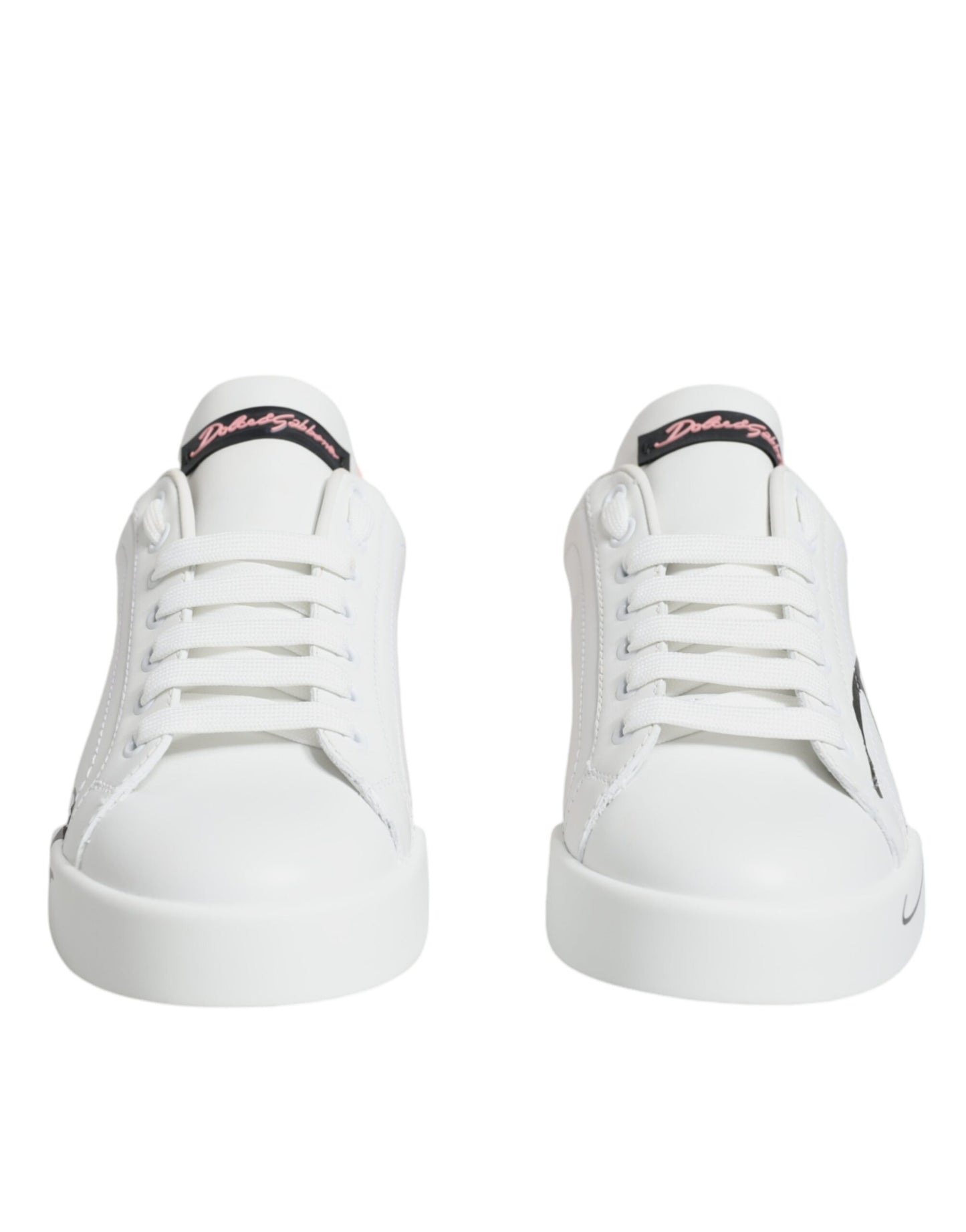 Dolce & Gabbana White Pink Portofino Low Top Sneakers Shoes Dolce & Gabbana
