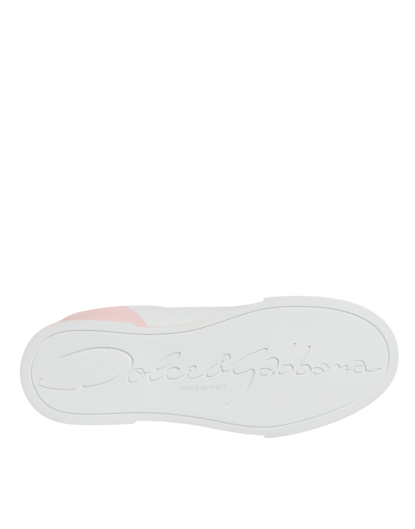 Dolce & Gabbana White Pink Portofino Low Top Sneakers Shoes Dolce & Gabbana