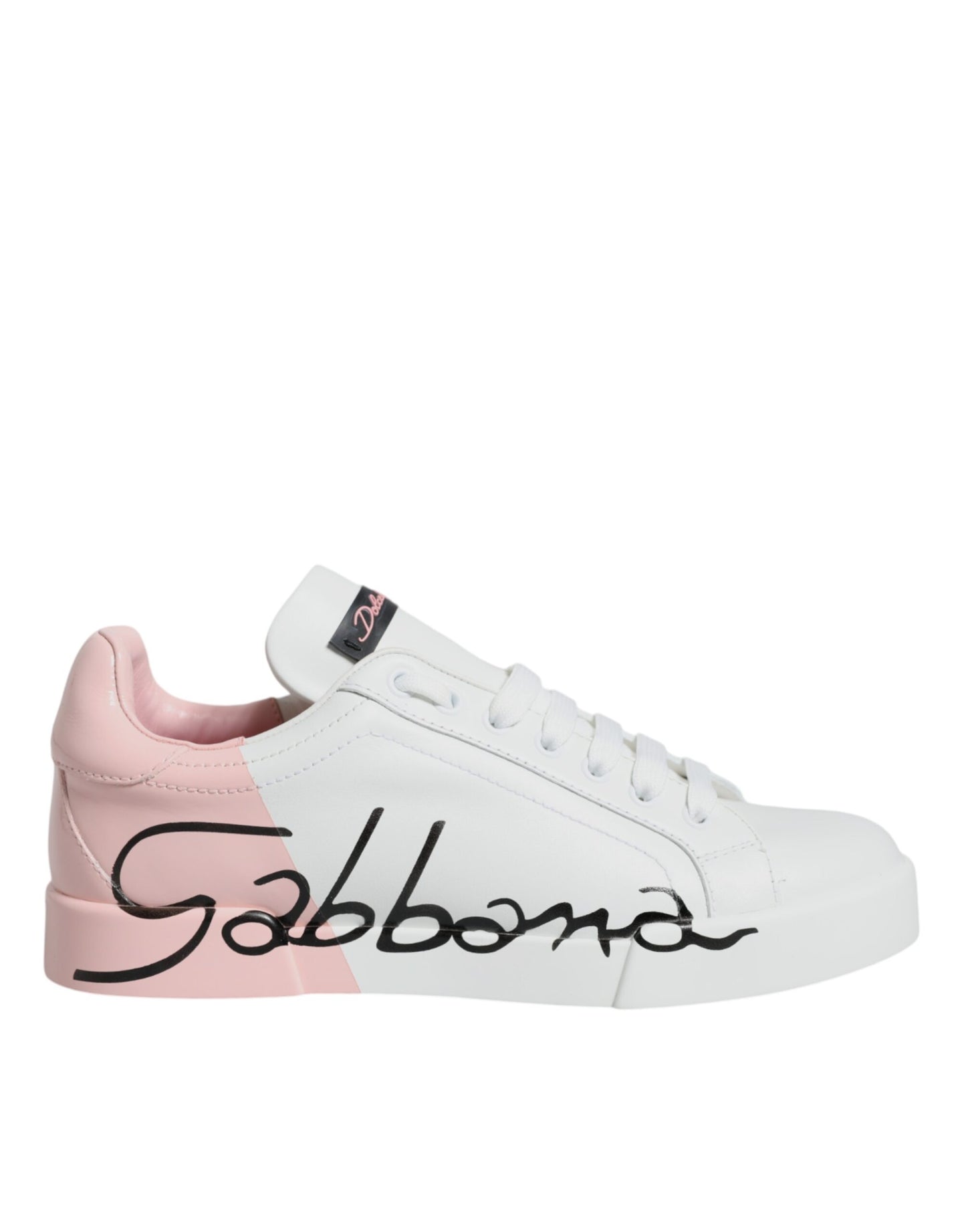 Dolce & Gabbana White Pink Portofino Low Top Sneakers Shoes Dolce & Gabbana