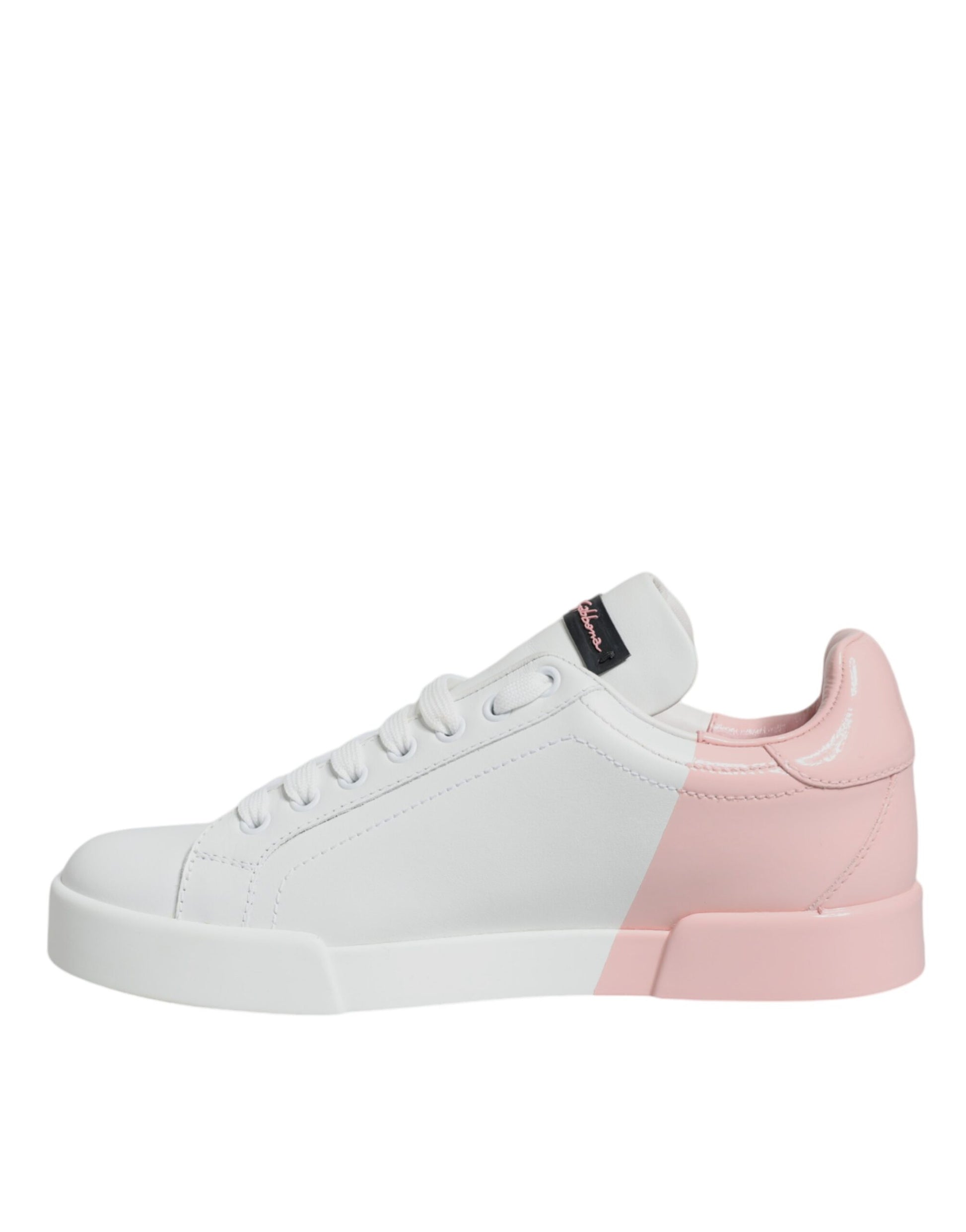 Dolce & Gabbana White Pink Portofino Low Top Sneakers Shoes Dolce & Gabbana