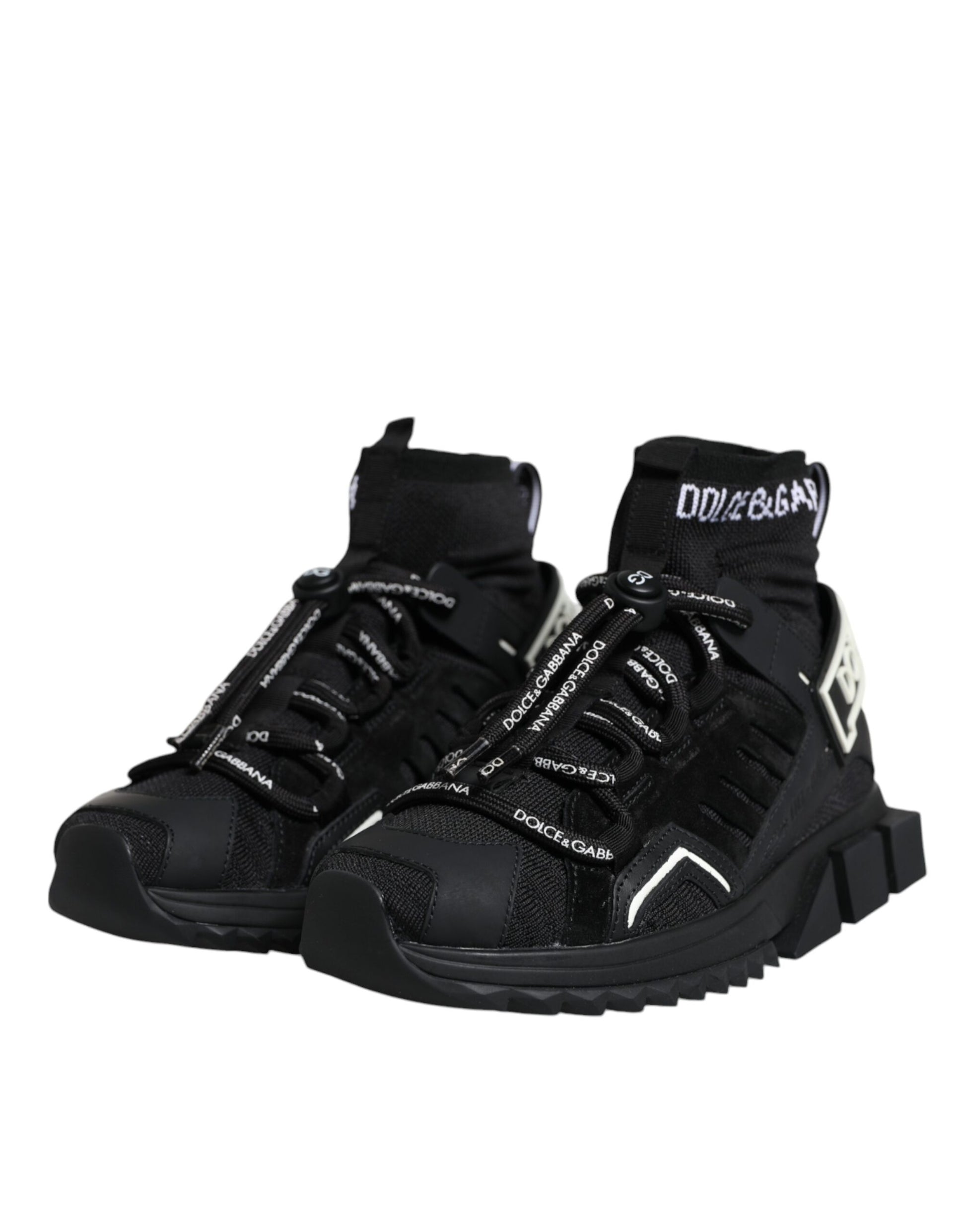 Dolce & Gabbana Black Sorrento Socks Logo Sneakers Shoes Dolce & Gabbana