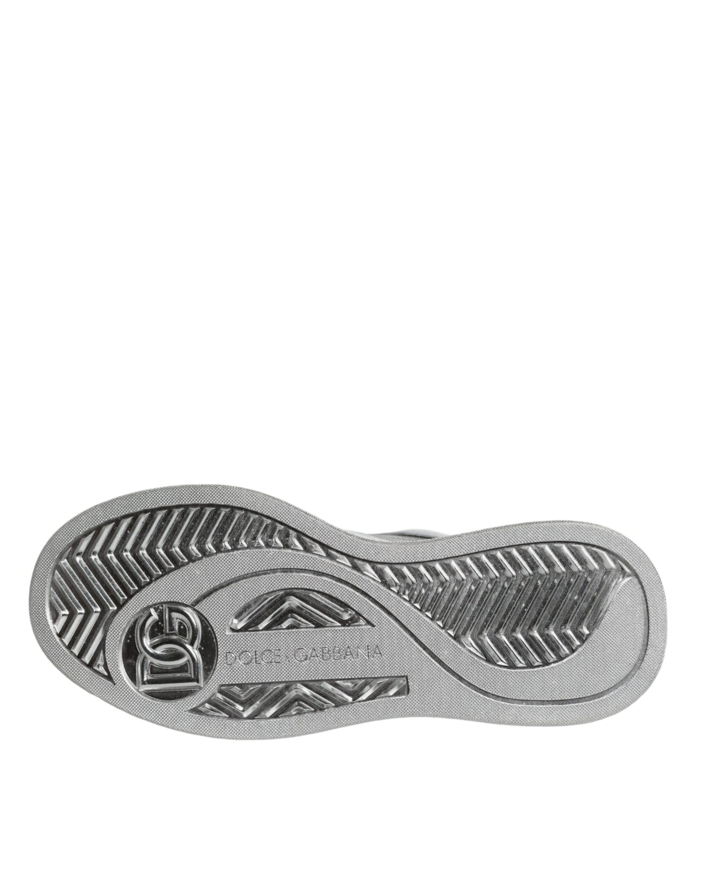 Dolce & Gabbana White Silver Leather Low Top Sneakers Shoes Dolce & Gabbana