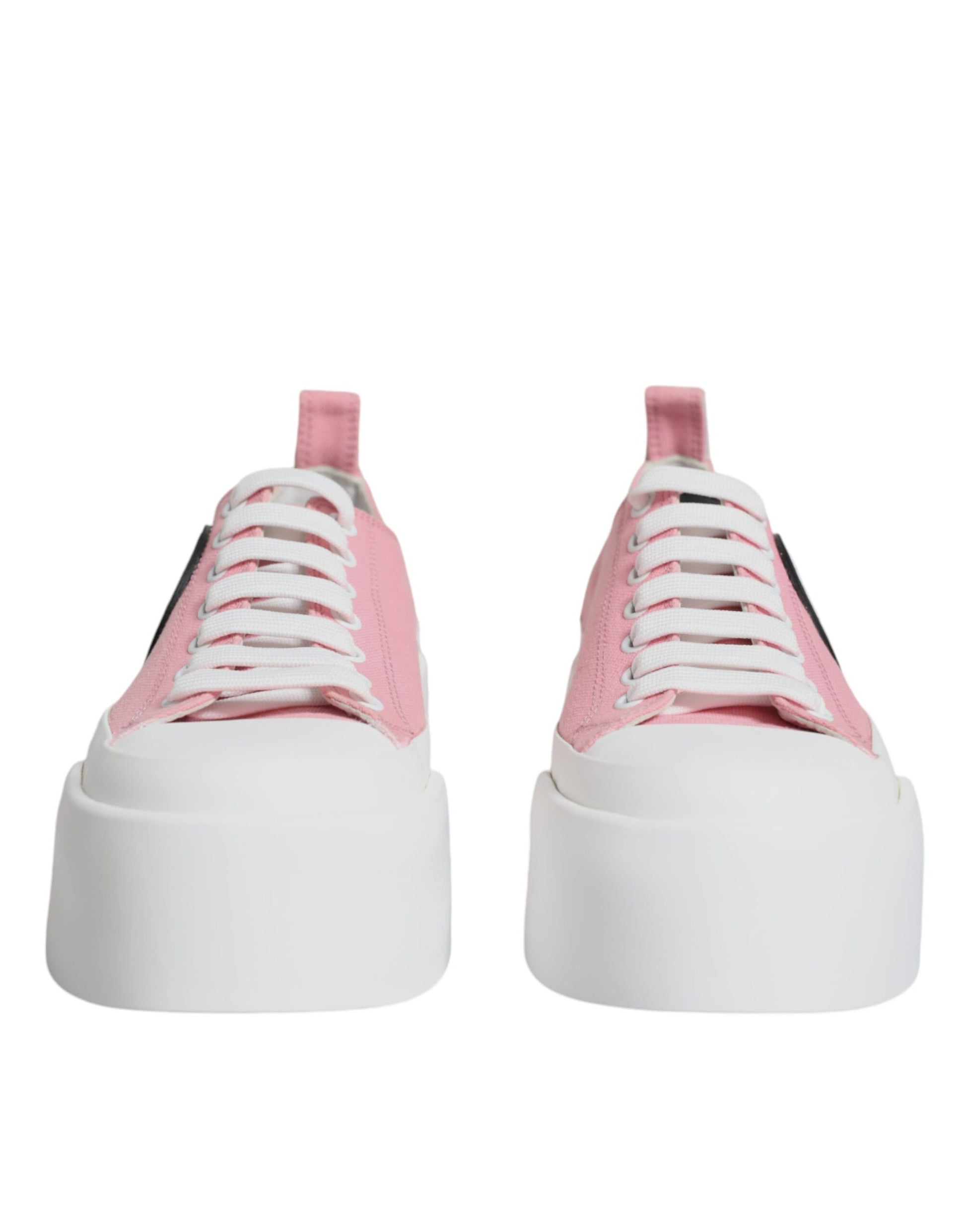 Dolce & Gabbana Pink White Canvas Logo Low Top Sneakers Shoes Dolce & Gabbana