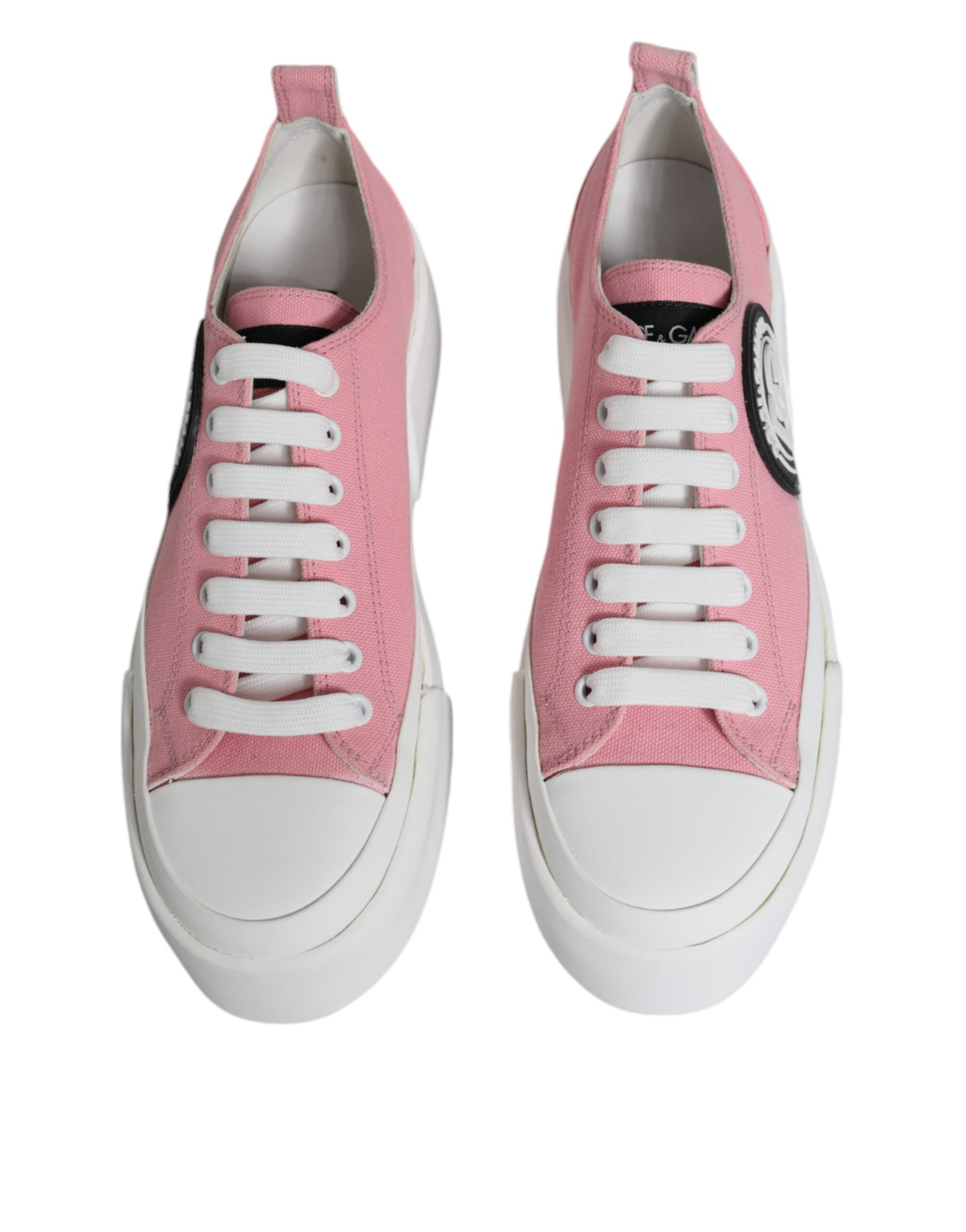 Dolce & Gabbana Pink White Canvas Logo Low Top Sneakers Shoes Dolce & Gabbana