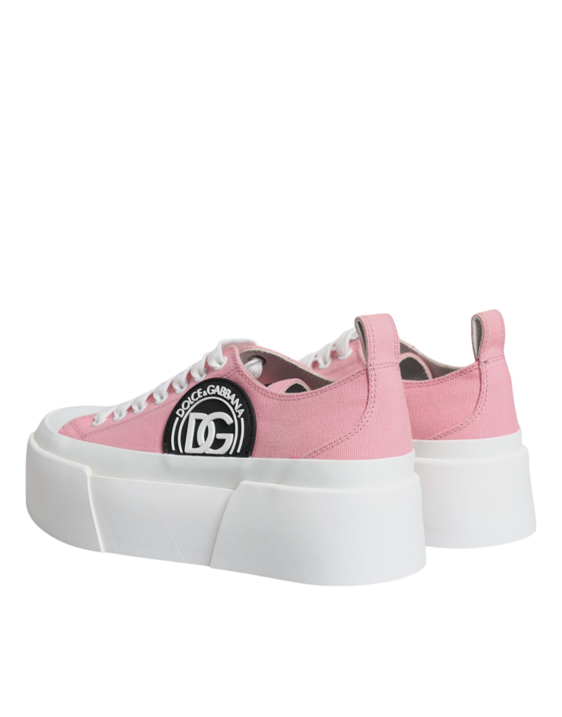 Dolce & Gabbana Pink White Canvas Logo Low Top Sneakers Shoes Dolce & Gabbana