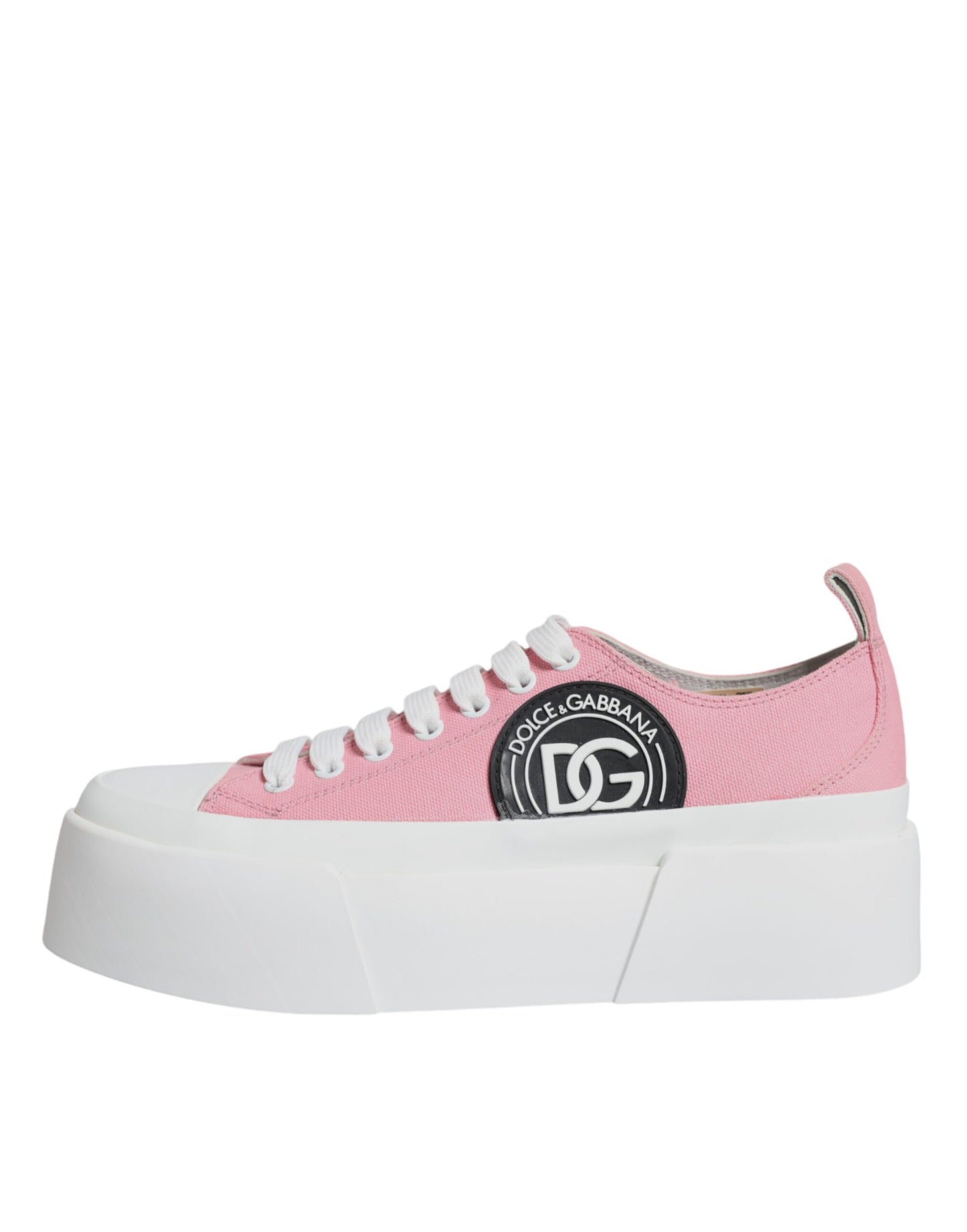 Dolce & Gabbana Pink White Canvas Logo Low Top Sneakers Shoes Dolce & Gabbana