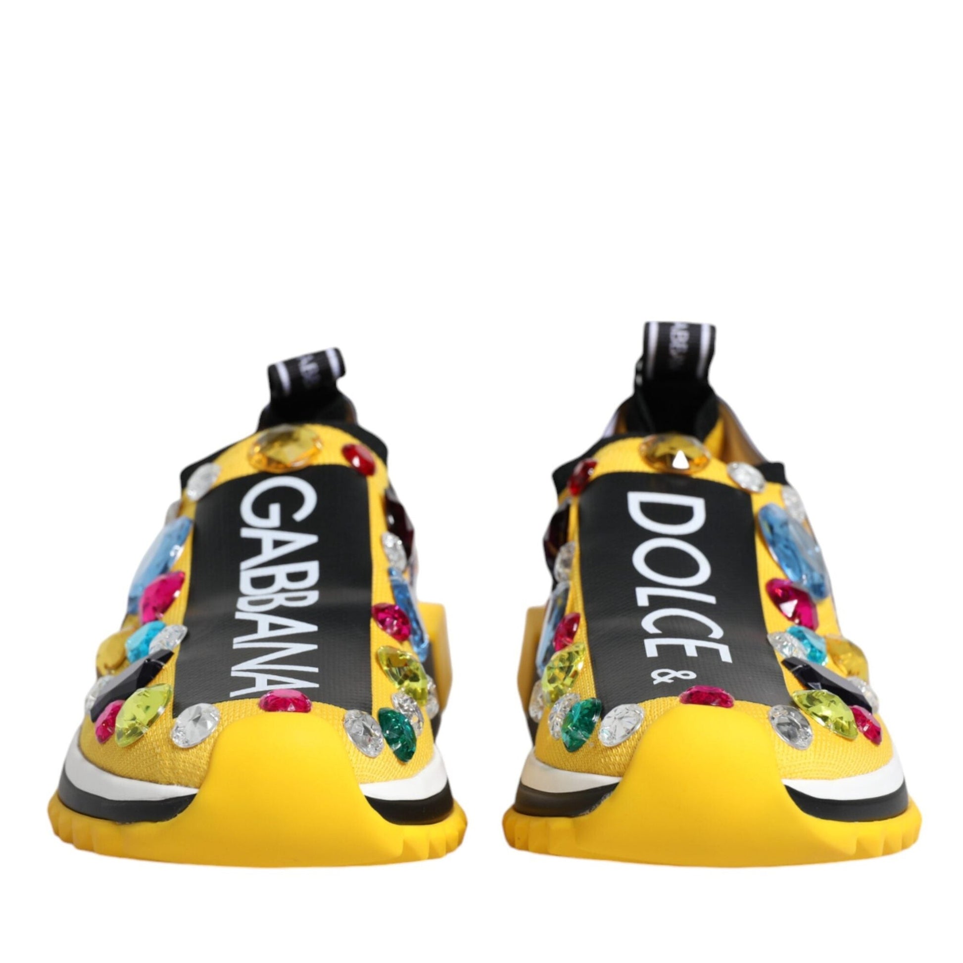 Dolce & Gabbana Yellow Sorrento Crystals Low Top Sneakers Shoes