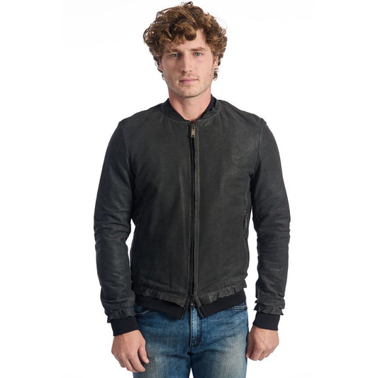 Roberto Pepe Luxury Gray Lambskin Men's Jacket Roberto Pepe Luxury