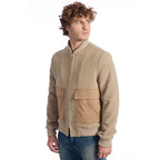 Roberto Pepe Luxury beige wool men's jacket with classic collar and button closure, stylish and warm for winter wear.