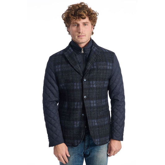 Roberto Pepe Luxury Blue Wool Men Jacket Roberto Pepe Luxury
