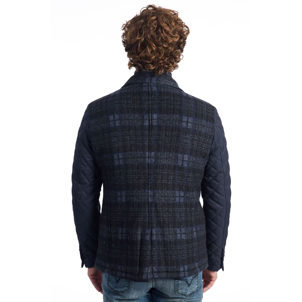 Roberto Pepe Luxury Blue Wool Men Jacket Roberto Pepe Luxury