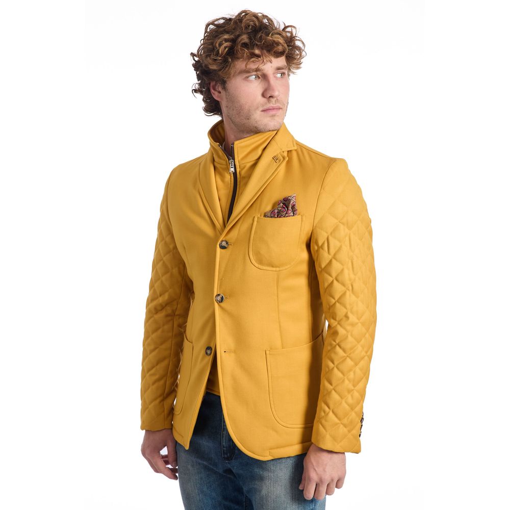 Roberto Pepe Luxury Yellow Wool Men Jacket Roberto Pepe Luxury
