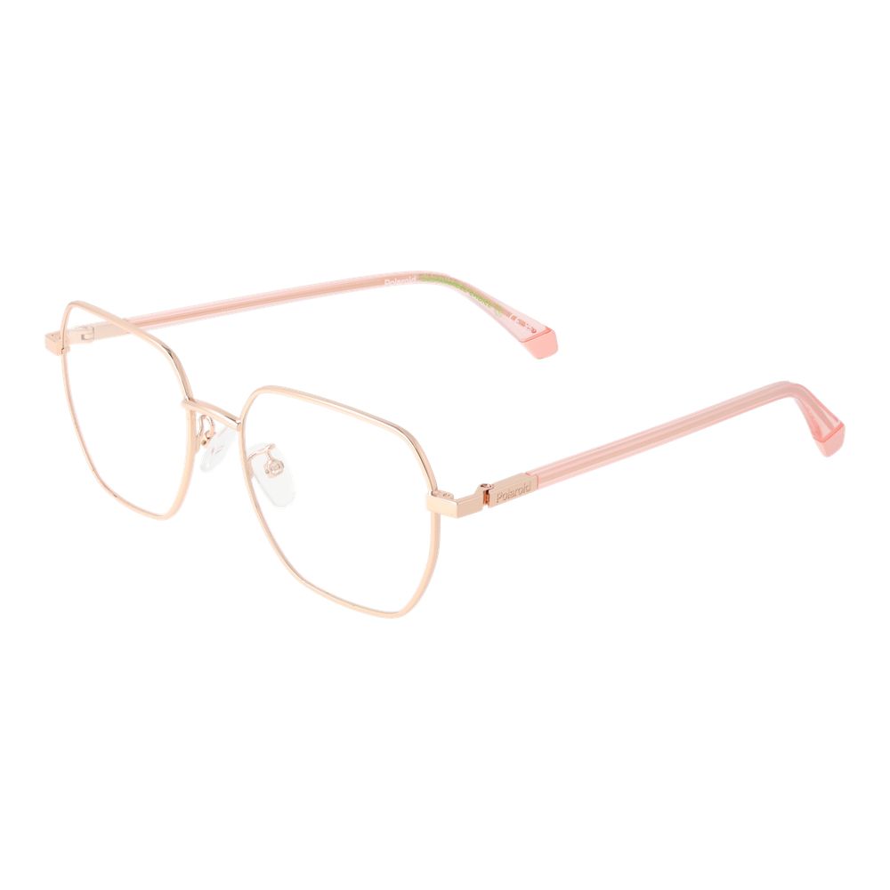 Polaroid Gold Eco Metal Glasses frames with round lenses and sleek gold finish, designed for stylish eyewear.
