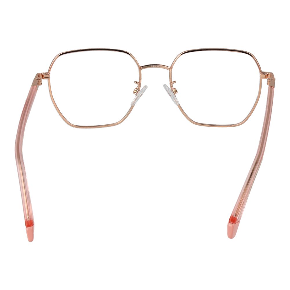 Polaroid Gold Eco Metal Glasses frames with round lenses and gold finish, showcasing stylish eyewear design.