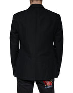 Dolce & Gabbana Dark Blue Linen Double Breasted Dress Blazer