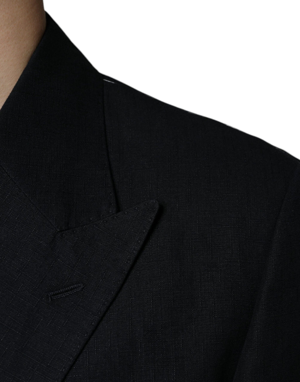 Dolce & Gabbana Dark Blue Linen Double Breasted Dress Blazer