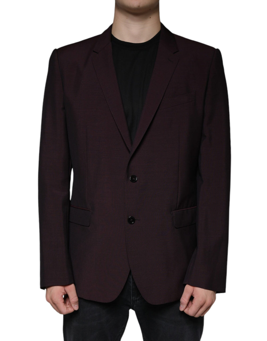 Dolce & Gabbana Bordeaux Wool Single Breasted Dress Blazer - Eljoys Fashion 