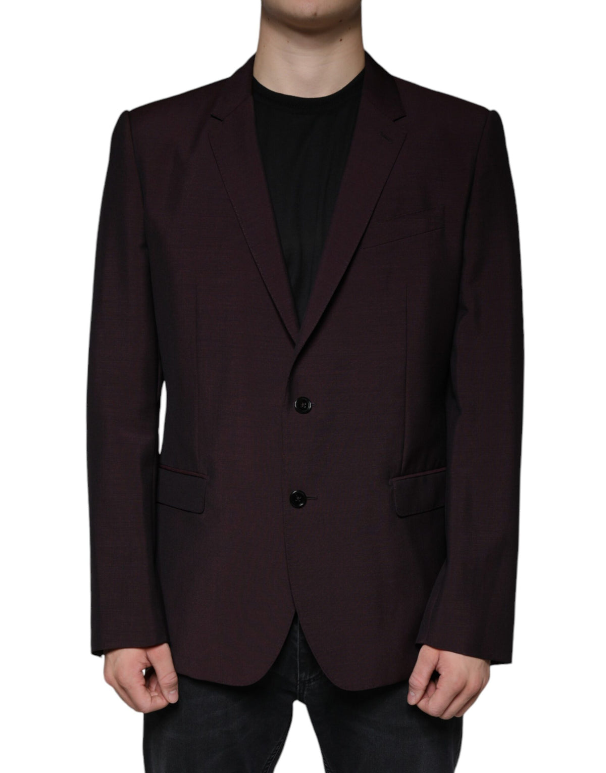 Dolce & Gabbana Bordeaux Wool Single Breasted Dress Blazer - Eljoys Fashion 