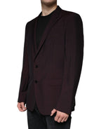 Dolce & Gabbana Bordeaux Wool Single Breasted Dress Blazer - Eljoys Fashion 