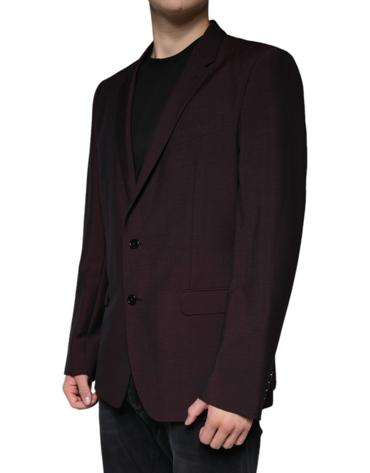 Dolce & Gabbana Bordeaux Wool Single Breasted Dress Blazer - Eljoys Fashion 