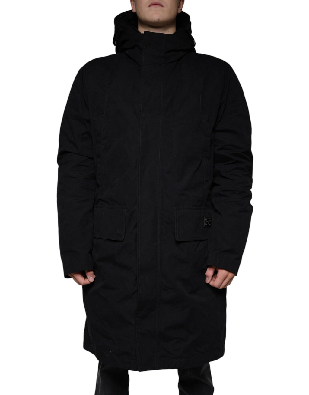 Dolce & Gabbana Black Hooded Parka Cotton Trench Coat Jacket - Eljoys Fashion 