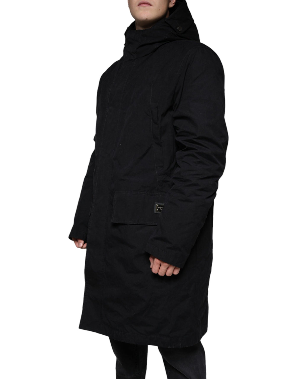 Dolce & Gabbana Black Hooded Parka Cotton Trench Coat Jacket - Eljoys Fashion 