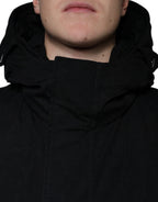Dolce & Gabbana Black Hooded Parka Cotton Trench Coat Jacket - Eljoys Fashion 