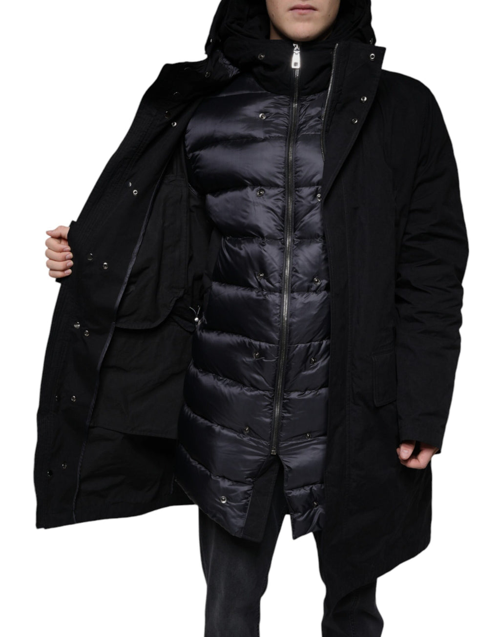 Dolce & Gabbana Black Hooded Parka Cotton Trench Coat Jacket - Eljoys Fashion 