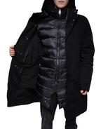 Dolce & Gabbana Black Hooded Parka Cotton Trench Coat Jacket - Eljoys Fashion 