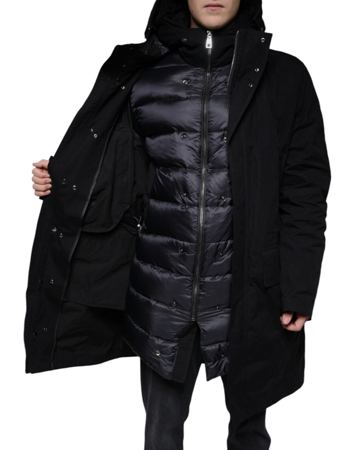 Dolce & Gabbana Black Hooded Parka Cotton Trench Coat Jacket - Eljoys Fashion 