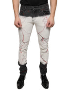 Dolce & Gabbana Black White Printed Skinny Men Denim Jeans - Eljoys Fashion 