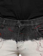 Dolce & Gabbana Black White Printed Skinny Men Denim Jeans - Eljoys Fashion 