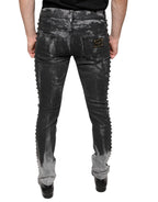 Dolce & Gabbana Black Embellished Cotton Skinny Denim Jeans - Eljoys Fashion 