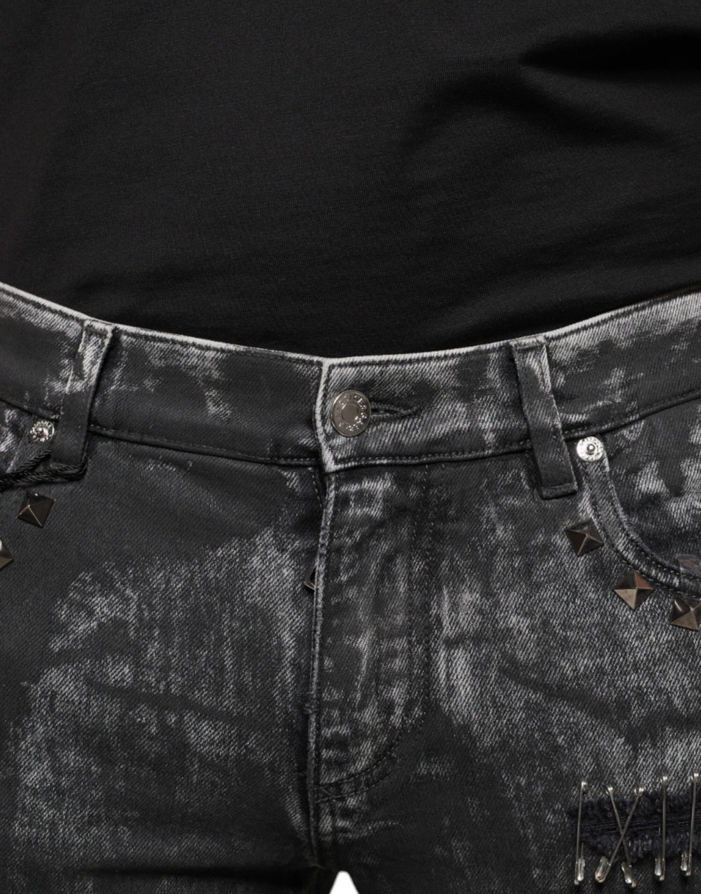 Dolce & Gabbana Black Embellished Cotton Skinny Denim Jeans - Eljoys Fashion 