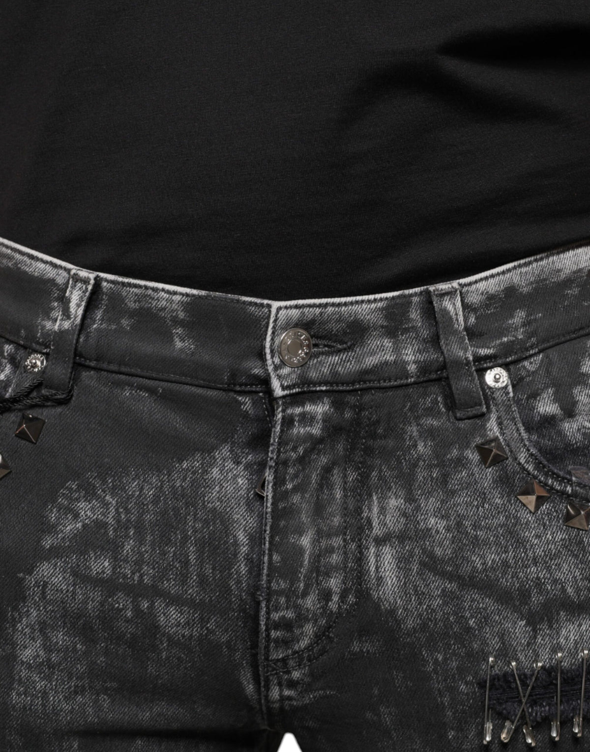 Dolce & Gabbana Black Embellished Cotton Skinny Denim Jeans - Eljoys Fashion 