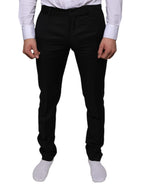 Dolce & Gabbana Black Wool Skinny Dress Formal Pants - Eljoys Fashion 